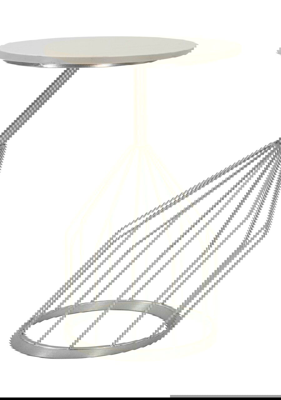 Masuta inalta Cup, Mauro Ferretti, 37.5x37.5x58 cm, fier/marmura, argintiu
