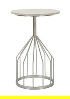 Masuta inalta Cup, Mauro Ferretti, 37.5x37.5x58 cm, fier/marmura, argintiu
