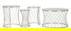 Set 4 masute de cafea Noah, Mauro Ferretti, 70x70x45 cm - 28x28x45 cm, fier/sticla, argintiu