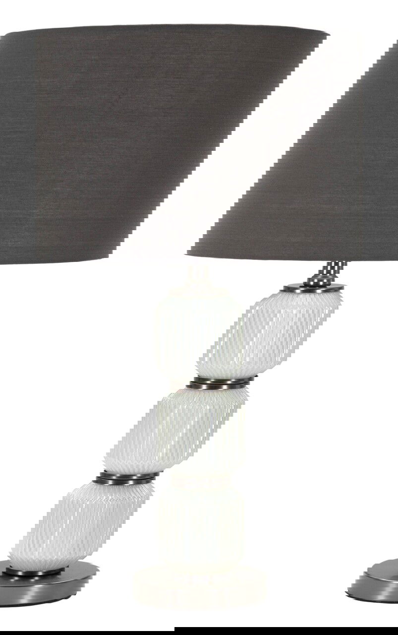 Lampa de masa Bright, Mauro Ferretti, 1 x E27, 40W, 32.5x57 cm, sticla/fier/catifea, alb/gri