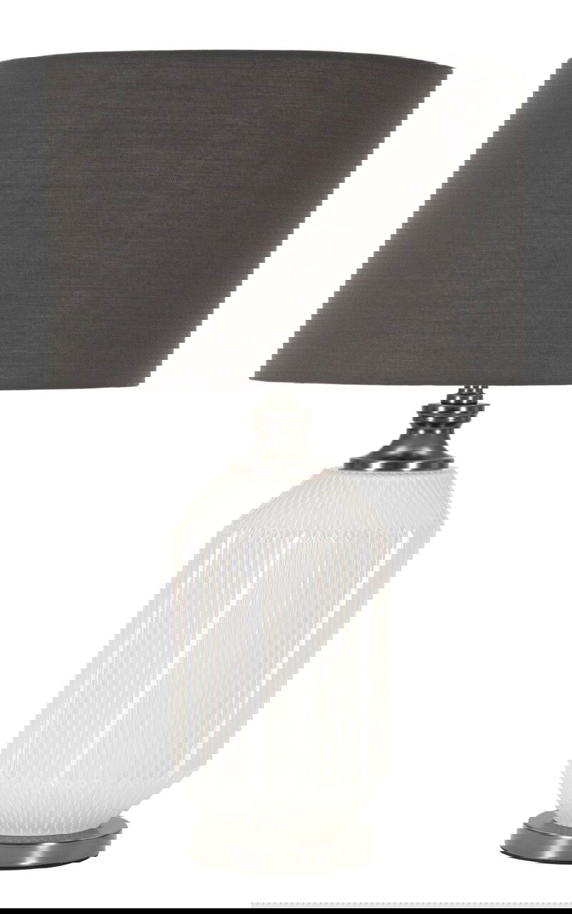 Lampa de masa Brighty, Mauro Ferretti, 1 x E27, 40W, 37.5x65 cm, sticla/fier/catifea, alb/gri