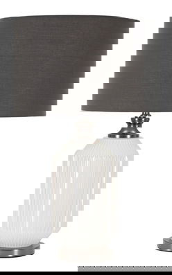 Lampa de masa Brighty, Mauro Ferretti, 1 x E27, 40W, 37.5x65 cm, sticla/fier/catifea, alb/gri