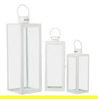 Set 3 felinare White, Mauro Ferretti, 22x18x66 cm, fier/sticla, alb