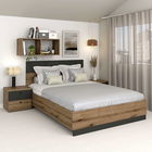 Oferta Pat matrimonial AMBRO, 160x200, Stejar, Antracit cu saltea si noptiere incluse