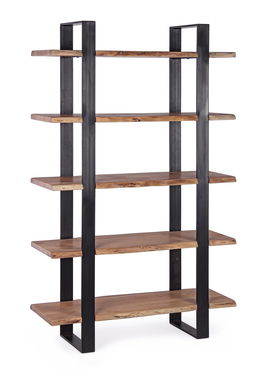 Biblioteca Artur, Bizzotto, 110x40x180 cm, lemn de salcam/otel, natural/negru