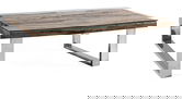 Masuta de cafea Stanton, Bizzotto, 100x100x40 cm, lemn reciclat/sticla temperata/inox