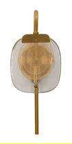 Aplica de perete Softy, Mauro Ferretti, 1 x E14, 40W, 15x14x38 cm, sticla/fier, auriu/natural