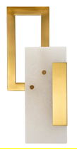 Aplica de perete Cube, Mauro Ferretti, 1 x E14, 40W, 15x8x33 cm, sticla/fier, auriu