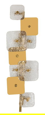 Aplica de perete Glassy, Mauro Ferretti, 5 x E14, 40W, 24x13x76 cm, sticla/fier, auriu/natural