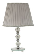 Lampa de masa Tolly, Mauro Ferretti, 1 x E27, 40W, 30x48 cm, metal/sticla/textil, argintiu