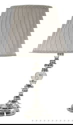 Lampa de masa Tilly, Mauro Ferretti, 1 x E27, 40W, 25x46 cm, metal/sticla/textil, argintiu