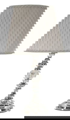 Lampa de masa Tilly, Mauro Ferretti, 1 x E27, 40W, 25x46 cm, metal/sticla/textil, argintiu