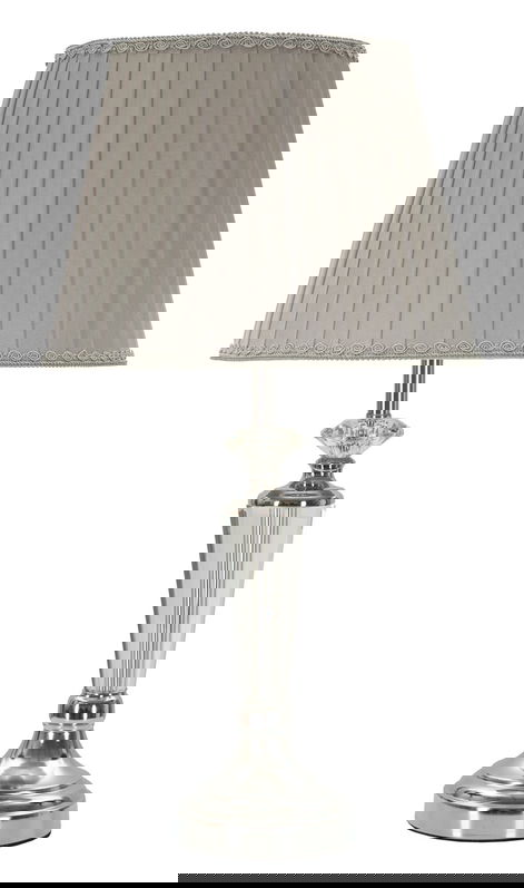 Lampa de masa Silvery, Mauro Ferretti, 1 x E27, 40W, 30x56 cm, metal/sticla/textil, argintiu