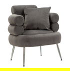 Fotoliu cu perna decorativa Silvery, Mauro Ferretti, 78x68x85 cm, lemn de pin/catifea, gri/argintiu