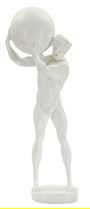 Statueta / figurina decorativa Atlas, Mauro Ferretti, 18x12.5x50 cm, polirasina, alb