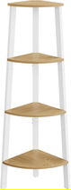 Biblioteca de colt Ladder, Vasagle, 33.4x33.4x125 cm, PAL/otel, alb/natural