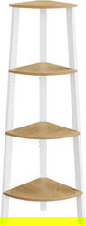 Biblioteca de colt Ladder, Vasagle, 33.4x33.4x125 cm, PAL/otel, alb/natural