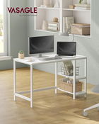 Birou cu 2 rafturi, Vasagle, 120x60x76 cm, PAL/otel, max 70kg, alb