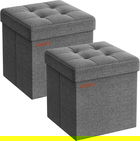 Set 2 taburete cu spatiu depozitare Ottoman, Vasagle, 30x30x30 cm, max 130 kg, MDF/textil, gri