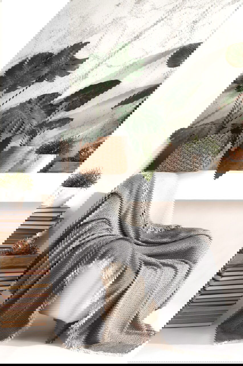 Cuvertura, 170x210 cm, amestec bumbac, Etnik, Viaden, fumuriu
