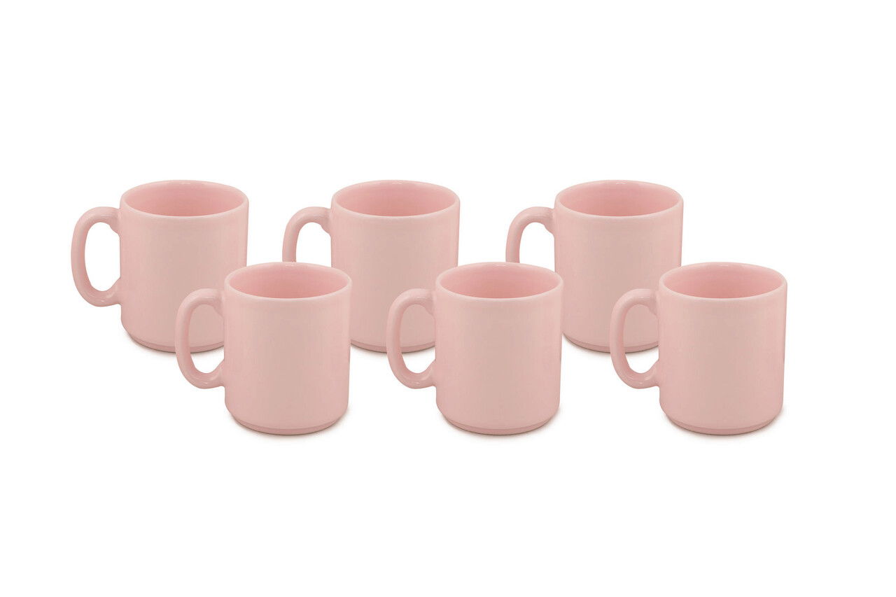 Set cani, Kütahya Porselen, 710KTP1763, 100% FĂMÂNT FINE / , Cană: 8 x 8 x 10 cm / 300 cc (6 bucăți), Roz