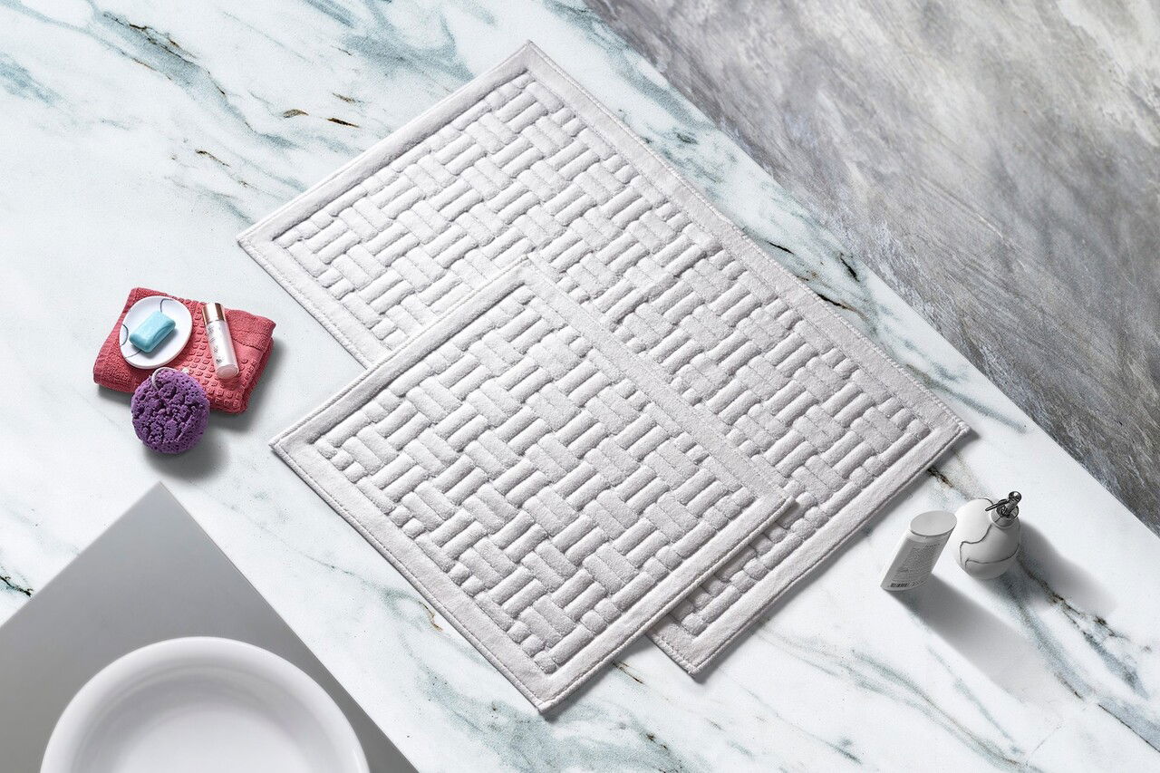 Set covorase de baie 2 piese, Alanur Home, Cottonkt 000010, Bumbac, Crem