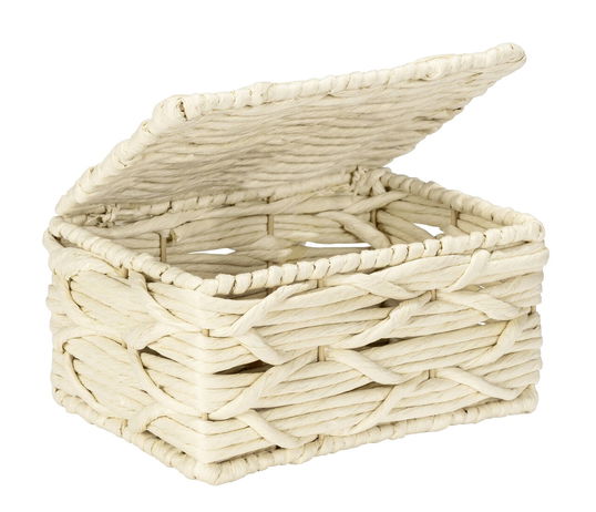 Cutie depozitare cu capac, Wenko, Vabriano, 19 x 14 x 10 cm, hartie/metal, bej