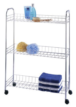 Carucior cu 3 rafturi bucatarie/baie Maximex, Mobile, 57x20x80 cm, metal, argintiu