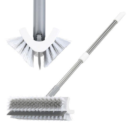 Matura cu cap dublu si buza cu racleta Maximex, Dual, 80-112x24x10 cm, inox/polipropilena, alb/gri