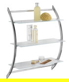 Etajera cu 3 rafturi Vermont, Wenko, 57x22x71 cm, metal/sticla, argintiu lucios