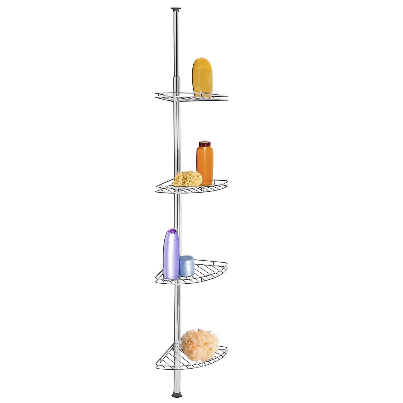 Etajeră de colț pentru baie Telescopic, Wenko, 20x20x56-275 cm, inox, argintiu lucios