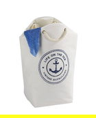 Cos pentru rufe Sylt, Wenko, 53x25x60 cm, poliester/polipropilena, bej/albastru