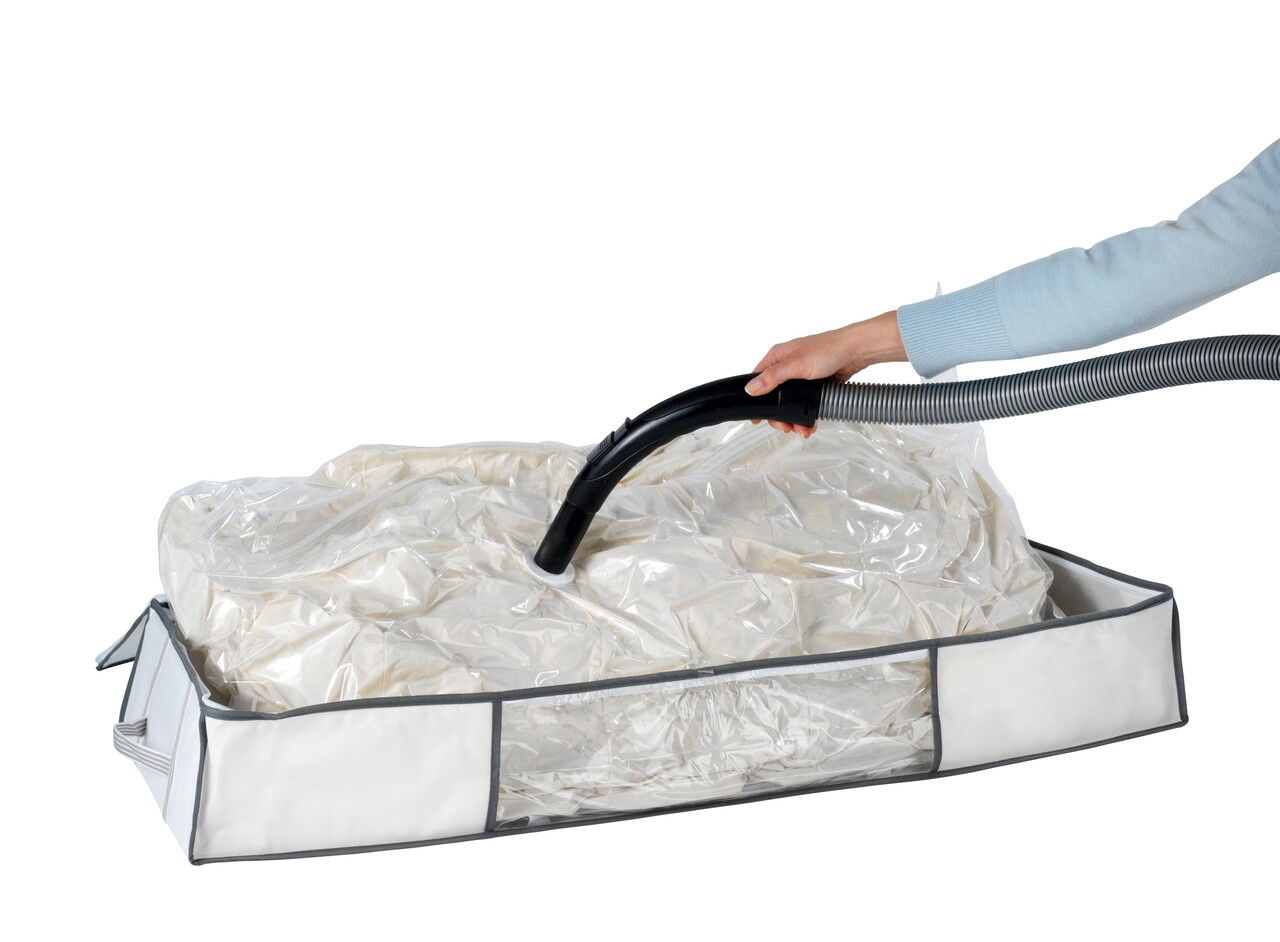 Cutie cu sac pentru vidat Vacuum Soft Box, Wenko, 105x45x15 cm, plastic/polipropilena, alb