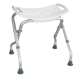 Scaunel pentru baie Secura, Wenko, 53.5x40-46.5x44.5-48 cm, aluminiu/plastic/cauciuc, alb/gri