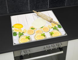 Protectie perete bucatarie Lemons, Wenko, 56x50x0.5 cm, sticla/silicon, multicolor