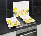 Set 2 protectii universale pentru aragaz Lemons, Wenko, 30x52x1.8-5.5 cm, sticla/PVC, multicolor