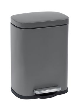 Cos de gunoi cu pedala Leno, Wenko, 21.5x19x29.5 cm, otel/polipropilena, gri/negru