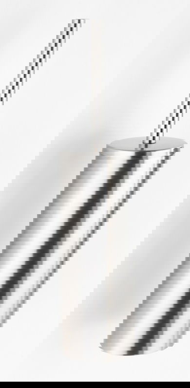 Perie pentru toaleta cu suport Orea, Wenko, 9x40.5 cm, inox/polipropilena, argintiu mat