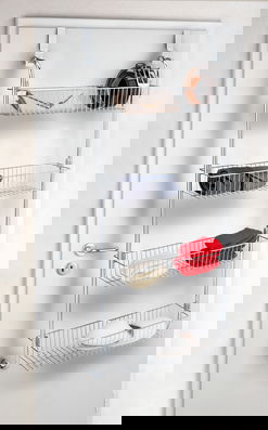 Etajera suspendabila Chrome, Wenko, 50x14x109 cm, metal/plastic PVC, argintiu lucios/gri