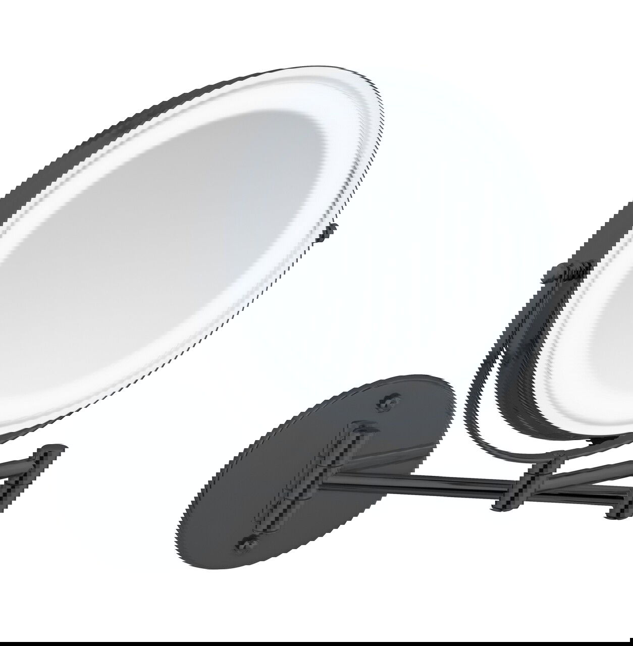 Oglinda decorativa cu LED Lumi, Wenko, 25.5x4-35x32 cm, metal, negru