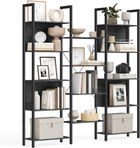 Biblioteca Ebony, Vasagle, 158x24x166 cm, PAL/otel, max 140 kg, negru