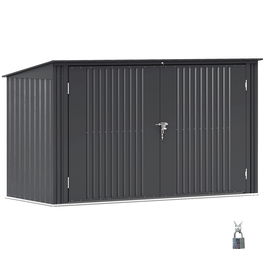 Outsunny Cutie Depozitare Pubele pentru 3 Recipiente de 240L cu 2 Uși și Încuietori, 233x105x118,5/133 cm, Gri | Aosom Romania