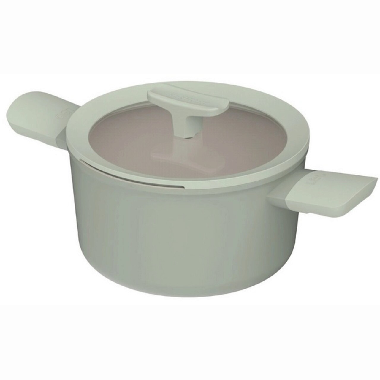 Cratita cu capac BergHOFF, Leo Balance Sage, Ø20 cm, 3 L, aluminiu reciclat, strat antiaderent, verde