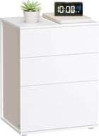 Noptiera cu 3 sertare, Vasagle, 45x35x58.7 cm, asamblare fara unelte, PAL, alb mat/bej
