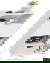 Noptiera cu priza si USB incorporate, Vasagle, 45x35x58.3 cm, PAL, asamblare fara unelte, alb mat